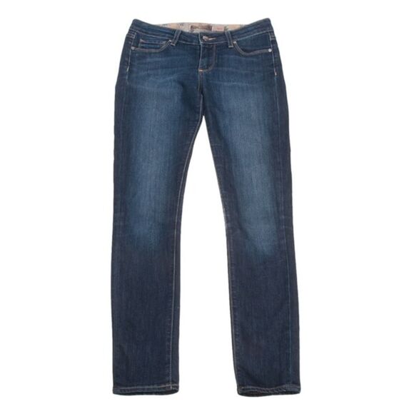 Paige Skyline Skinny Dark Wash Low Rise Jeans 25x28 WPB500 J 16 - Picture 2 of 5